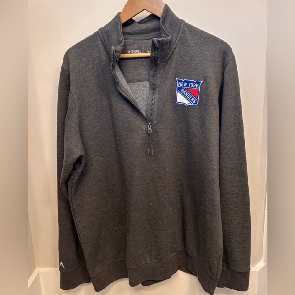 EUC Antigua NY New York Rangers men’s XL gray 1/4 zip pullover sweatshirt